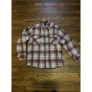 SEARS Quilt Lined Flannel Shirt Size Large 16-16.5 Vintage Plaid Red Black White